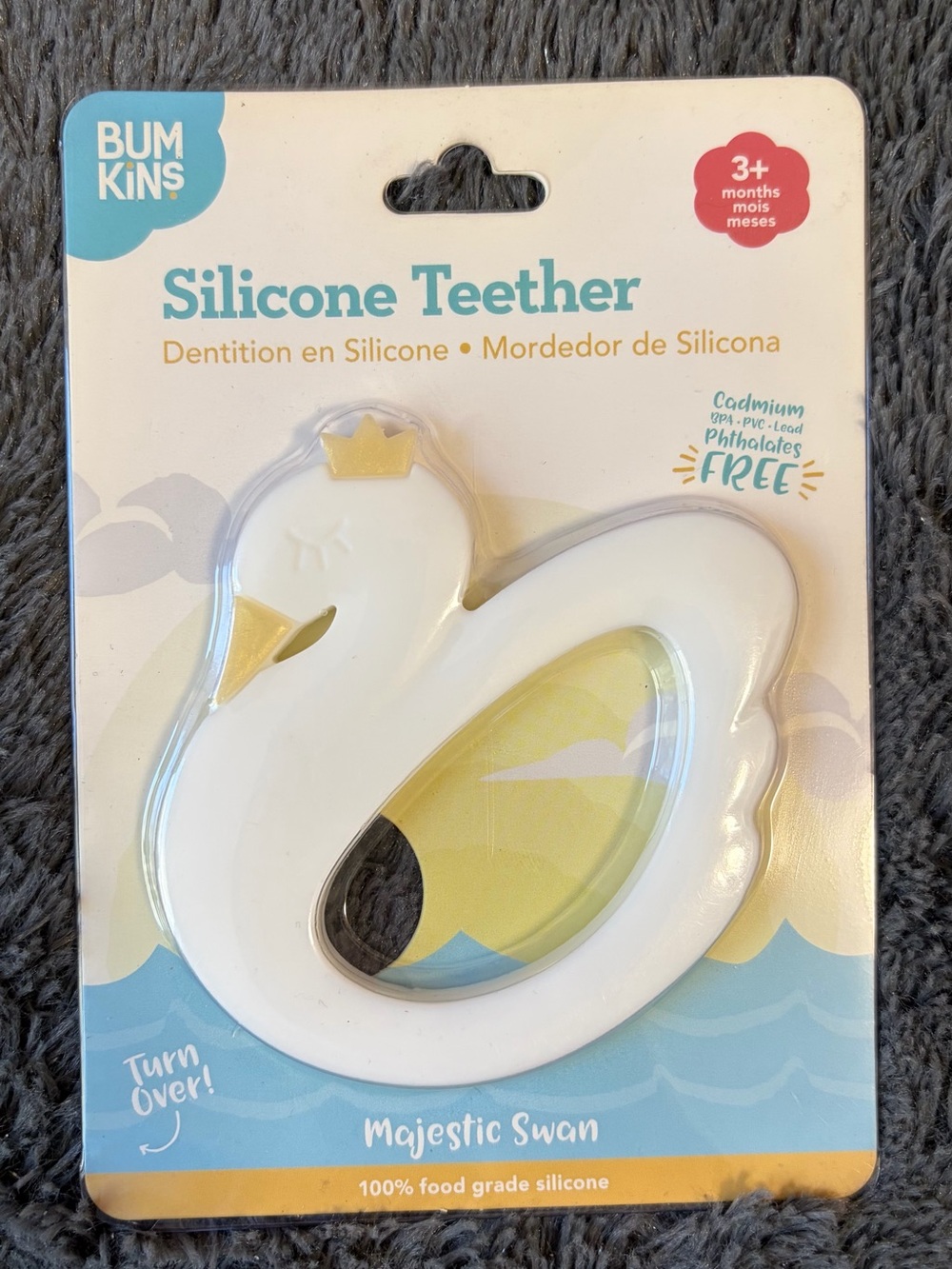Bumkins Silicone Teether - White & Yellow Swan Design